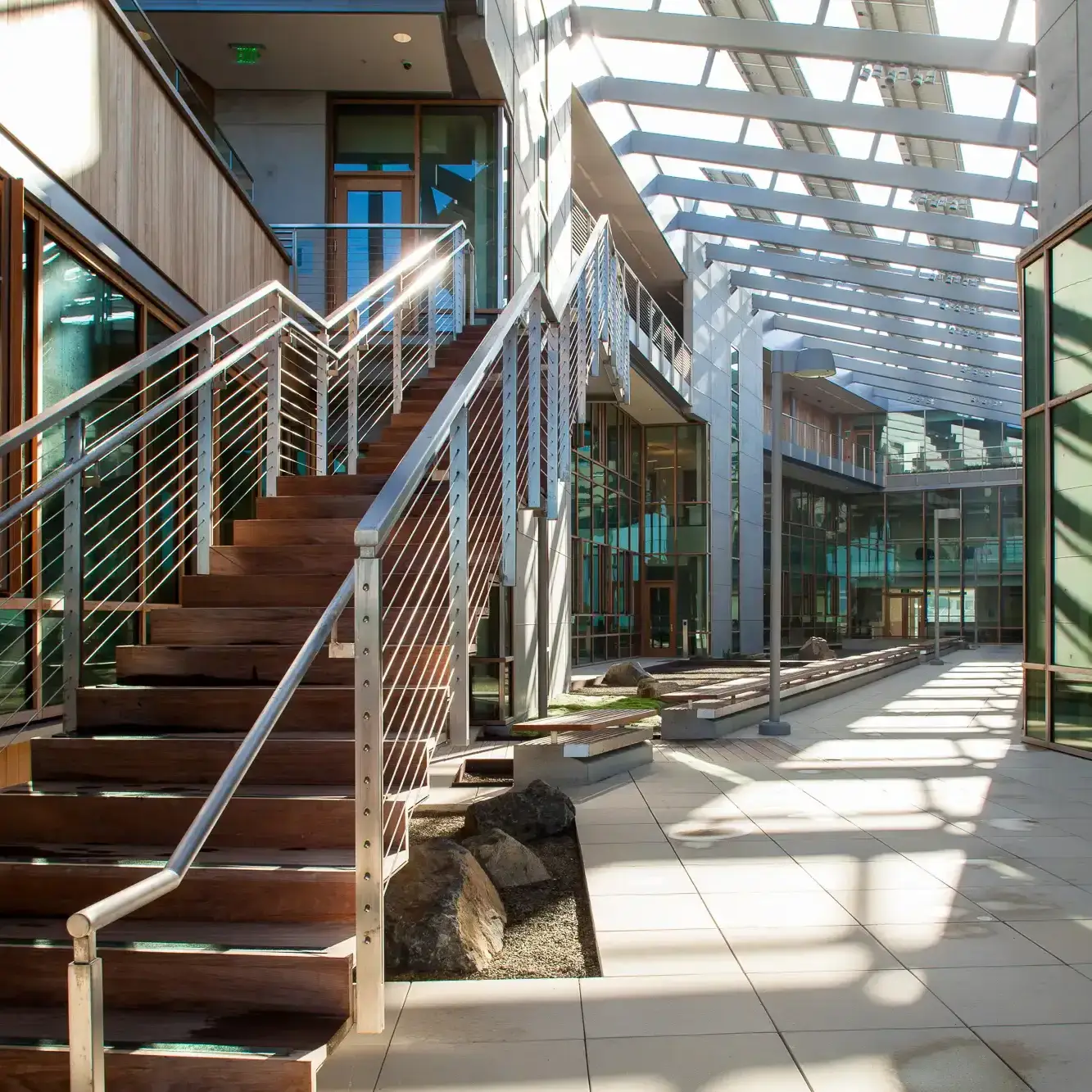 J Craig Venter Institute - Central courtyard with stairs La Jolla, California 1x1 crop
